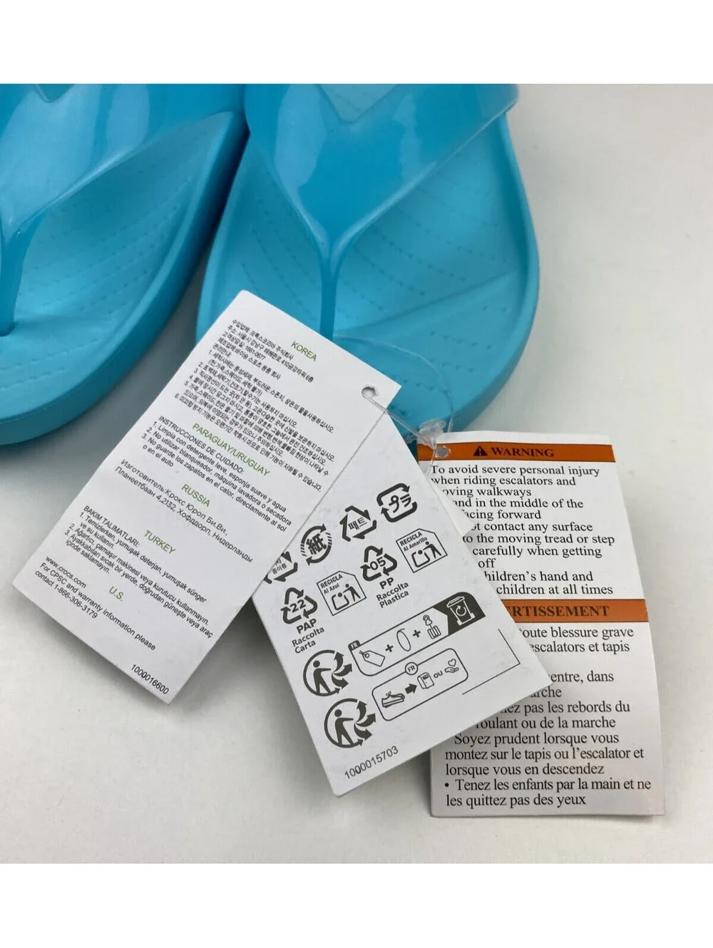 Crocs Splash Glossy Flip Flops Aqua Blue Women’s Size 9 NWT Thongs New Sandals